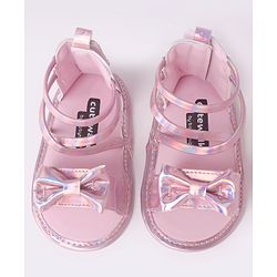 Cute Walk by Babyhug Velcro Closure Sandal Style Booties with Bow Applique - Pink