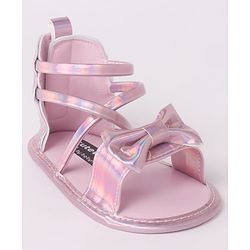 Cute Walk by Babyhug Velcro Closure Sandal Style Booties with Bow Applique - Pink