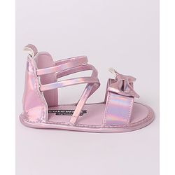 Cute Walk by Babyhug Velcro Closure Sandal Style Booties with Bow Applique - Pink