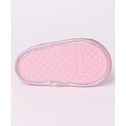 Cute Walk by Babyhug Velcro Closure Sandal Style Booties with Bow Applique - Pink