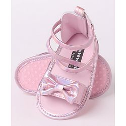 Cute Walk by Babyhug Velcro Closure Sandal Style Booties with Bow Applique - Pink
