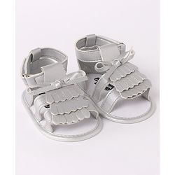 Cute Walk by Babyhug Sandal Style Booties with Bow Applique - Silver