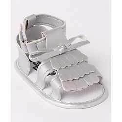 Cute Walk by Babyhug Sandal Style Booties with Bow Applique - Silver