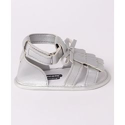 Cute Walk by Babyhug Sandal Style Booties with Bow Applique - Silver