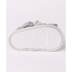 Cute Walk by Babyhug Sandal Style Booties with Bow Applique - Silver
