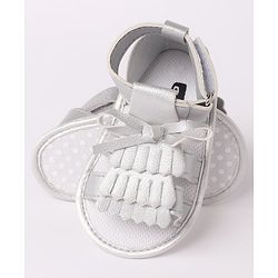 Cute Walk by Babyhug Sandal Style Booties with Bow Applique - Silver