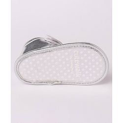 Cute Walk by Babyhug Velcro Closure Sandal Style Booties with Floral Applique - Silver