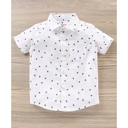Babyhug Half Sleeves Cotton Shirt Airplane Print- White