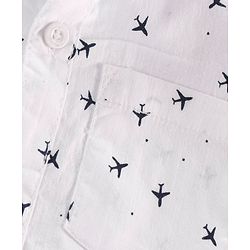 Babyhug Half Sleeves Cotton Shirt Airplane Print- White
