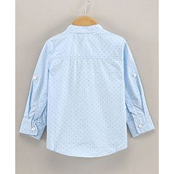 Babyhug Full Sleeves Shirt Polka Dots Printed With Text Embroidered - Blue