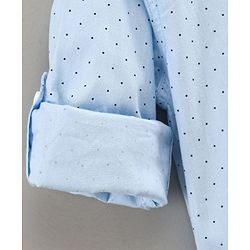 Babyhug Full Sleeves Shirt Polka Dots Printed With Text Embroidered - Blue