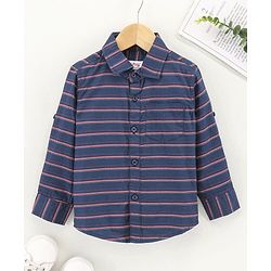 Babyhug Full Sleeves Shirt Striped - Navy Blue