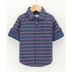 Babyhug Full Sleeves Shirt Striped - Navy Blue