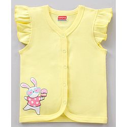 Babyhug Cap Sleeves Cotton Vests Printed Pack of 3 - Pink Blue Yellow