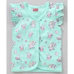 Babyhug Cap Sleeves Cotton Vests Printed Pack of 3 - Pink Blue Yellow