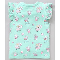Babyhug Cap Sleeves Cotton Vests Printed Pack of 3 - Pink Blue Yellow