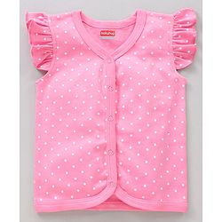 Babyhug Cap Sleeves Cotton Vests Printed Pack of 3 - Pink Blue Yellow