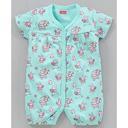 Babyhug 100% Cotton Cap Sleeves Romper Printed Pack of 2- Blue Pink