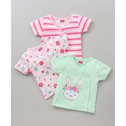 Babyhug Cotton Knit Half Sleeves Vests All Over Printed Pack of 3 - Multicolour