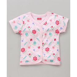 Babyhug Cotton Knit Half Sleeves Vests All Over Printed Pack of 3 - Multicolour