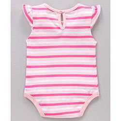 Babyhug Flutter Sleeves 100% Cotton Onesies Striped And Floral Print Pack of 3 - Pink and Blue