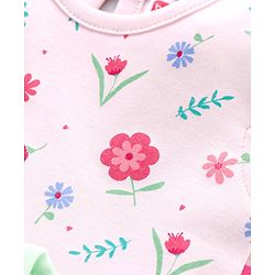 Babyhug Flutter Sleeves 100% Cotton Onesies Striped And Floral Print Pack of 3 - Pink and Blue