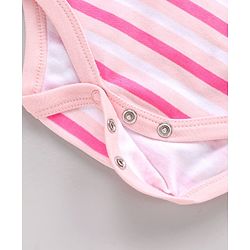 Babyhug Flutter Sleeves 100% Cotton Onesies Striped And Floral Print Pack of 3 - Pink and Blue