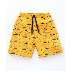 Babyhug Knit Shorts Dino & Text Print Pack of 2 - Lime Navy