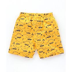 Babyhug Knit Shorts Dino & Text Print Pack of 2 - Lime Navy