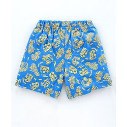 Babyhug Knit Shorts Vehicles & Text Print Pack of 2 - Blue Grey
