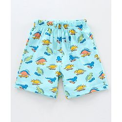 Babyhug Knit Shorts Dino & Text Print Pack of 2 - Sky Blue Coral