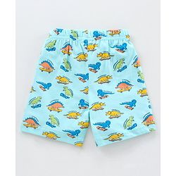 Babyhug Knit Shorts Dino & Text Print Pack of 2 - Sky Blue Coral