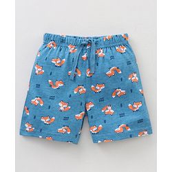 Babyhug Knit Shorts Fox Print Pack of 2 - Blue Orange