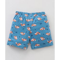 Babyhug Knit Shorts Fox Print Pack of 2 - Blue Orange