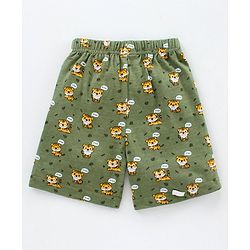 Babyhug Knit Shorts Tiger & Roar Print Pack of 2 - Olive Yellow