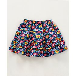 Babyhug Knee Length Layered Skirt Floral Print - Multicolor