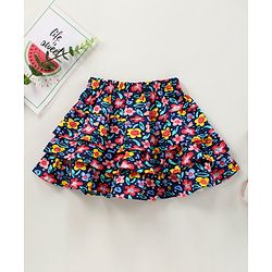 Babyhug Knee Length Layered Skirt Floral Print - Multicolor