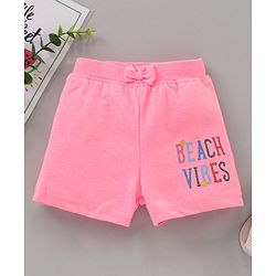 Babyhug Cotton Knit Short Length Short Text Print - Pink