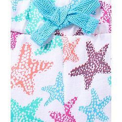 Babyhug Cotton Shorts Starfish Print - White