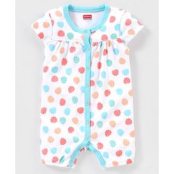 Babyhug 100% Cotton Knit Cap Sleeves Romper Sea Theme Print Pack of 3 - Multicolour