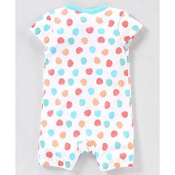 Babyhug 100% Cotton Knit Cap Sleeves Romper Sea Theme Print Pack of 3 - Multicolour