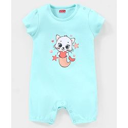 Babyhug 100% Cotton Knit Cap Sleeves Romper Sea Theme Print Pack of 3 - Multicolour