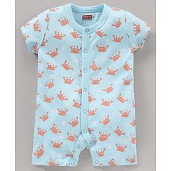 Babyhug 100% Cotton Half Sleeves Romper Marine Animals Print Pack of 3 - Multicolor