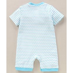 Babyhug Half Sleeves Romper Boat Print - Blue