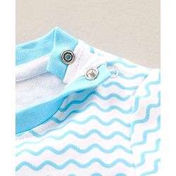 Babyhug Half Sleeves Romper Boat Print - Blue