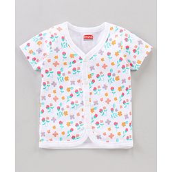 Babyhug Half Sleeves 100% Cotton Vests Dot Stripe And Floral Print Pack Of 5 - Pink Peach Purple