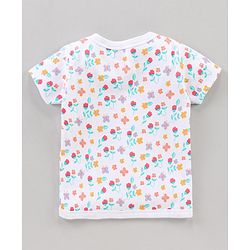 Babyhug Half Sleeves 100% Cotton Vests Dot Stripe And Floral Print Pack Of 5 - Pink Peach Purple