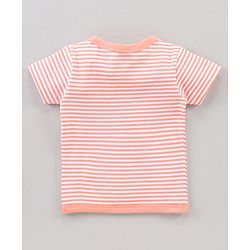 Babyhug Half Sleeves 100% Cotton Vests Dot Stripe And Floral Print Pack Of 5 - Pink Peach Purple