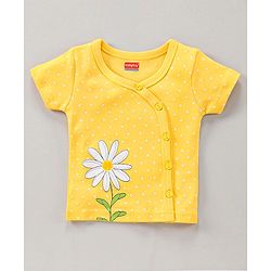 Babyhug Half Sleeves 100% Cotton Vest Floral And Stripe Print Pack Of 3 - Blue Yellow