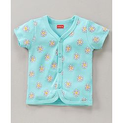Babyhug Half Sleeves 100% Cotton Vest Floral And Stripe Print Pack Of 3 - Blue Yellow